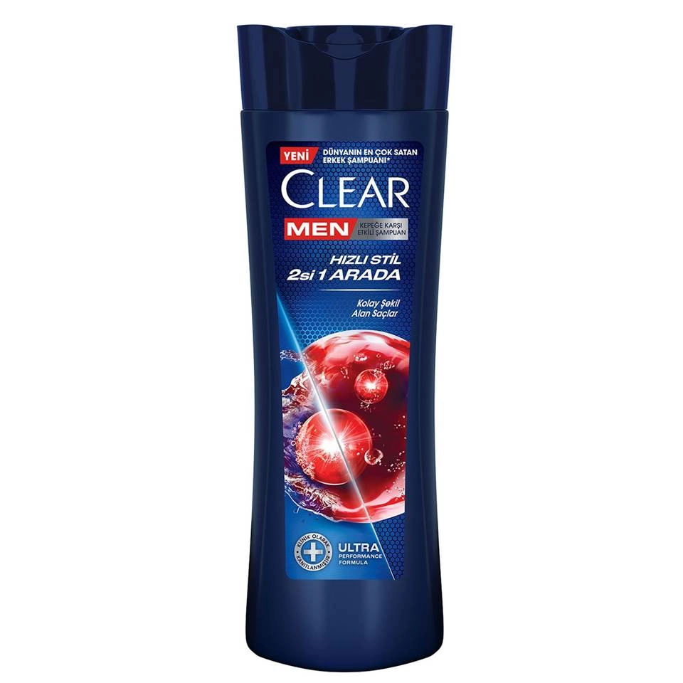 شامپو مو ضد شوره کلیر مردانه دوکاره 2 در 1 CLEAR MEN Hızlı Stil 2’si 1 Arada حجم 350 میلی لیتر